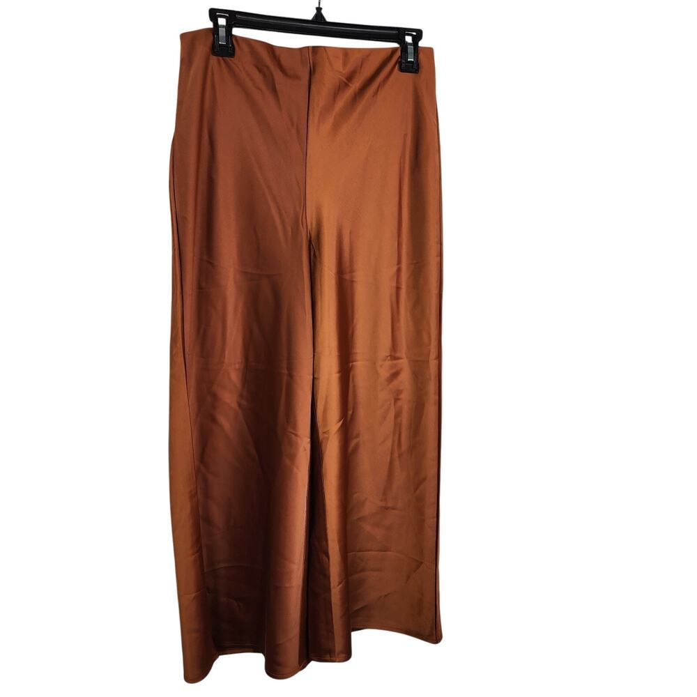 Joie Womens Wide Leg Pallazzo Pull On Satin Crop Pants Size 6 Gold Brown Preppy